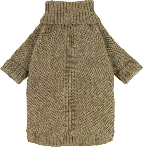Fitwarm Thermal Knitted Dog Sweater, Sage Green, X-Large, Doggy Winter Coat, Turtleneck Jacket, Pet Clothes