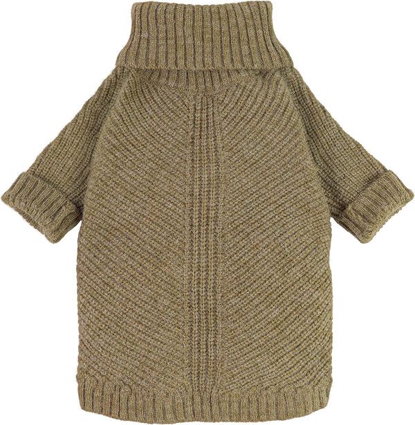 Fitwarm Thermal Knitted Dog Sweater, Sage Green, X-Large, Doggy Winter Coat, Turtleneck Jacket, Pet Clothes