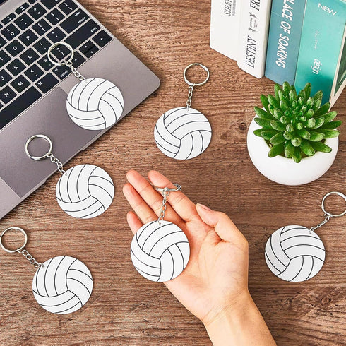 Taiyin Volleyball Acrylic Keychain Bulk for Sports, Volleyball Gift Party Bag Stickers Reward with 1 Black Marker.