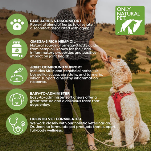 Inflammatory 60 Count Only Natural Pet Hemp Advanced Mobility Support for Dogs Holistic Wellness Hip Bone Joint Health