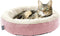 Love's Cabin Round Donut Cat and Dog Cushion Bed, 20in Pet Bed for Cats or Small Dogs, Anti-Slip & Water-Resistant, Pink