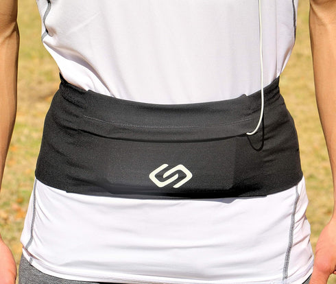 Sporteer VersaMod Running Belt - Workout Waist Pack for Smartphones and Personal Items, Small, Black