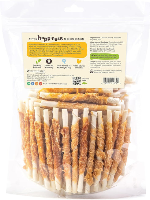 Pet 'n Shape Hide Twists, Chicken Wrapped Rawhide Dog Treats, Small Twist, 2 Pounds