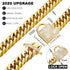 Gold Chain Dog Collar with Zirconia Locking - 18K Stainless Steel Heavy Duty Metal Puppy Bling Necklace (16mm, 14")