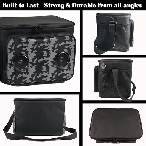 Insulated Cooler Bag with Bluetooth Speakers, Holds 24 Cans, Rechargeable Battery for iOS & Android, Leakproof