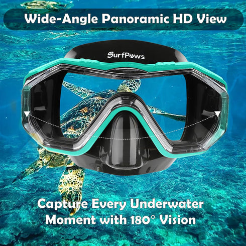 Snorkeling Gear Set - Anti-Fog Mask, 3-Piece Dry Top Snorkel with Panoramic View, Food Grade Silicone