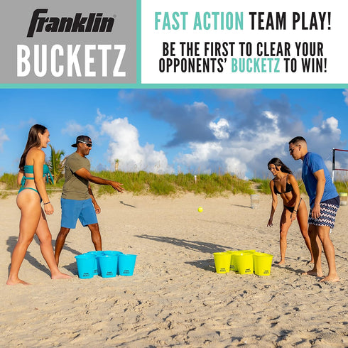 Franklin Sports Bucketz Pong Game, Perfect Tailgate and Beach Game, Includes 12 Buckets and 3 Balls