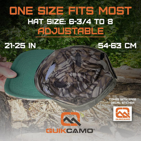 QuikCamo Mossy Oak Camo Hat with Built-in Face Mask for Duck Hunting, Adjustable Velcro Closure