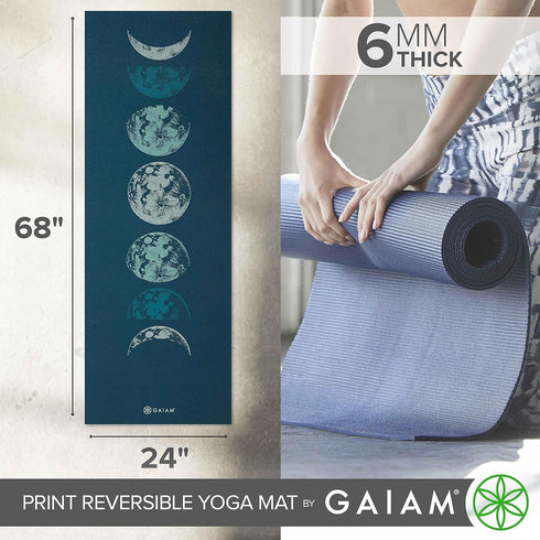 Gaiam Premium 6mm Yoga Mat - Extra Thick Non Slip Exercise & Fitness Mat for Yoga, Pilates & Floor Workouts (68" x 24")