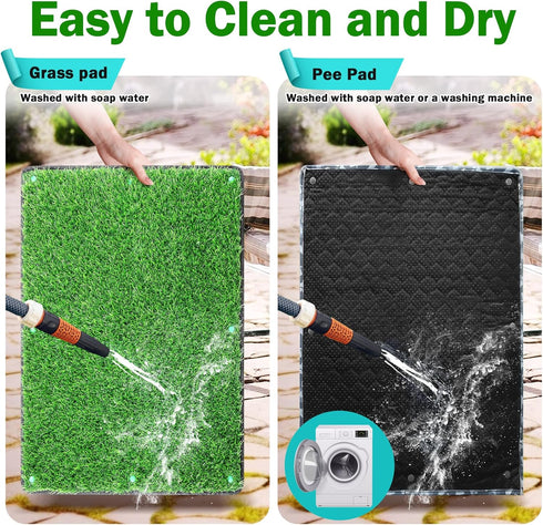 Dog Grass Mat with Pee Pad, 32"x23", Medium Dog Litter Box Indoor Artificial Turf, Waterproof Potty Tray for Puppy