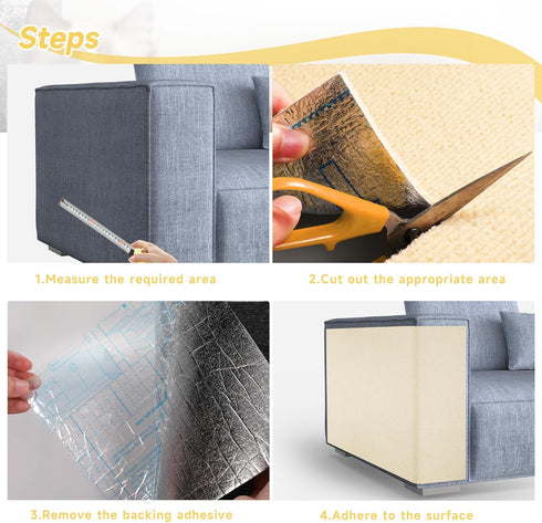 HOOSHEE 78.7''x15.8'' Trimmable Cat Scratch Furniture Protector, DIY Self-Adhesive, Durable Corner Scratcher Couch