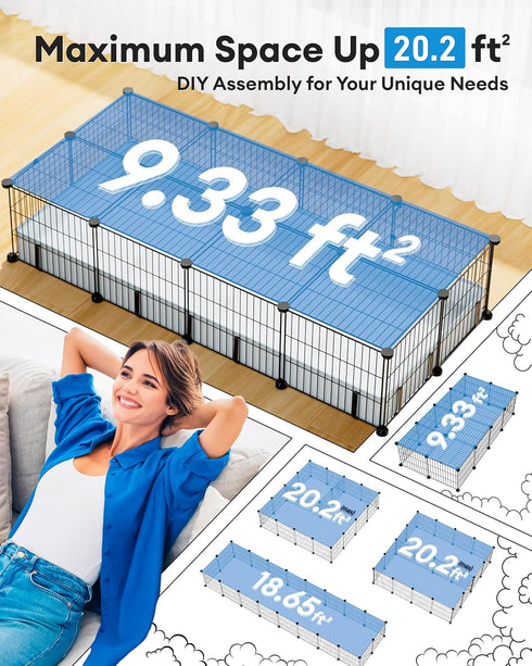 2, 20 (56" 24" 12" BUCATSTATE Guinea Pig Cages for Panels Guinea Pigs Playpen with Waterproof Mat, Metal Rabbit Cage