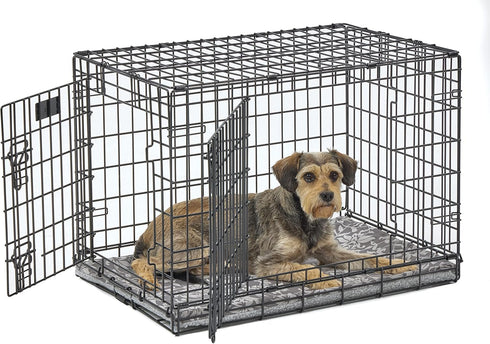 MidWest Homes for Pets Quiet Time Reversible Crate Pan Cover 30' in Gray Floral/Fleece