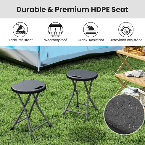 18 inch 440 lb Goplus Folding Stool, Foldable Camping Stool for Adults with Capacity, Portable Plastic Fold up Stool