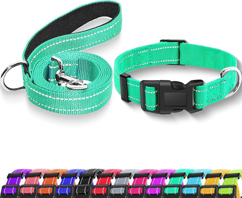 Reflective Dog Collar with Safety Locking Buckle, Adjustable Soft Nylon Collars for Small Medium Large Dogs