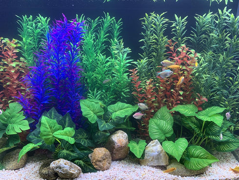 BEGONDIS 2 Pcs Artificial Water Plants | Fish Tank Aquarium Decorations, Made of Soft Plastic