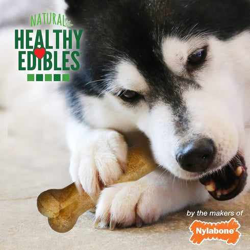 Nylabone Healthy Edibles Natural Dog Chews, Long Lasting Roast Beef & Chicken Flavor Treats, Small/Regular, 24 Count.