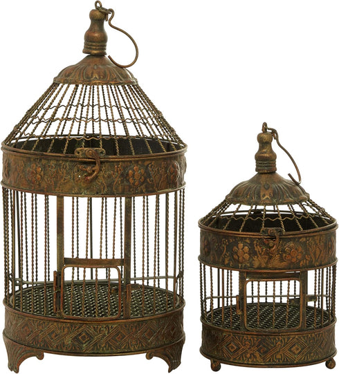 Deco 79 Vintage Metal Birdcage, Fit for Flowers, Planter, Candles, 24", 16"H, Bronze