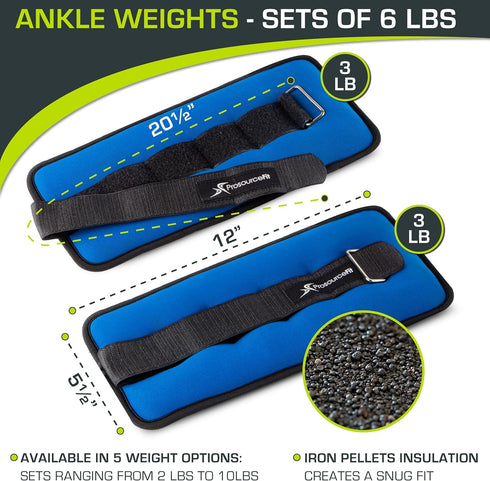 ProsourceFit Adjustable Ankle Wrist Weights Set of 2, 1 lb for Men and Women, Comfort Fit, Green
