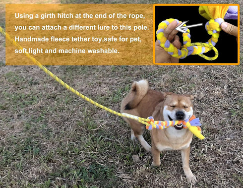 Dewonch Flirt Pole Dog Toys for Training & Exercise, Durable Teaser Stick with Fleece Rope Lure