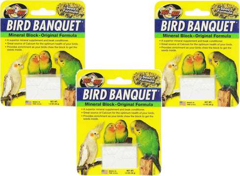 Zoo Med Mineral Block Original Formula Banquet Bird Food, 1-Ounce, 3 Pack