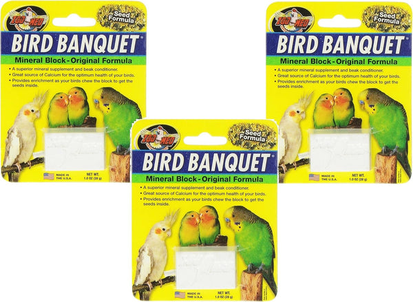 Zoo Med Mineral Block Original Formula Banquet Bird Food, 1-Ounce, 3 Pack