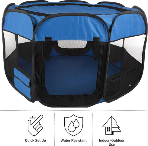 42x25 Pet Playpen - Pop-Up Dog Kennel with Carry Bag - Portable Play Pen for Dogs, Cats, Rabbits, and Small Animals by