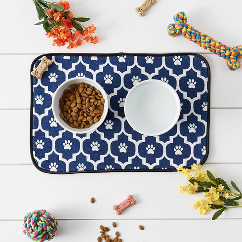Bone Dry Ultra Absorbent Pet Mat, Machine Washable, 12x18, Nautical Blue/Off-White Lattice