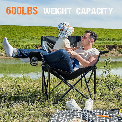 600 lbs, Portal Oversized Camping Chair Big and Tall Folding Camp Chair Portable Lawn Chairs Heavy Duty Foldable XXL