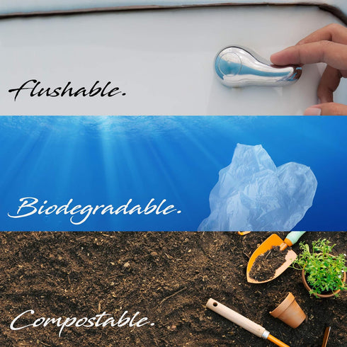 PetBro 10 (100 Flush 'n Gone Poop Bag - rolls Bags) - Biodegradable, Compostable, Flushable Poop Bags for Better