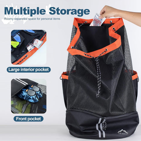 XL Mesh Backpack for Scuba Diving, Snorkeling Gear & Equipment, Holds Mask, Fins, Snorkel