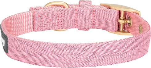 Blueberry Pet Designer Adjustable Dog Collar, Mixed Metallic Thread in Dazzling Tinsel Pink, Neck 7.5-10", for Small