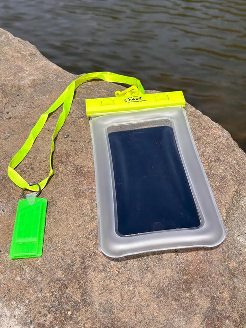 Jokari Waterproof Floating Phone Case with Neck Strap, Emergency Whistle, Touchscreen Use, Keep Phone Dry on Boating