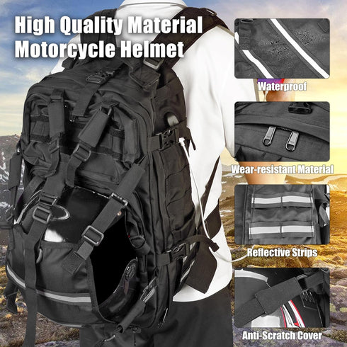 Goldfire Motorcycle Helmet Backpack Large Capacity Waterproof Tactical Hiking Bag for Helmet Storage