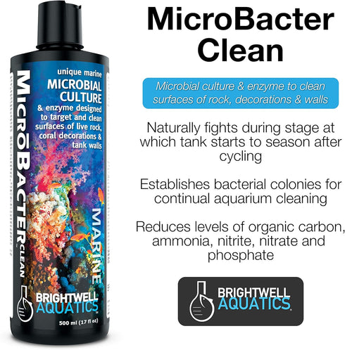 Brightwell Aquatics MicroBacter Clean - Microbial Culture & Enzyme Blend Designed to Target & Clean Surfaces of Aquatic Tanks, 250 ML