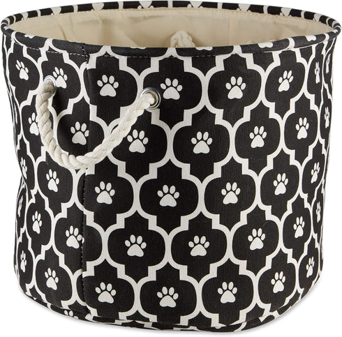 Bone Dry Pet Storage Collection Lattice Paw Print, Small Round, Black