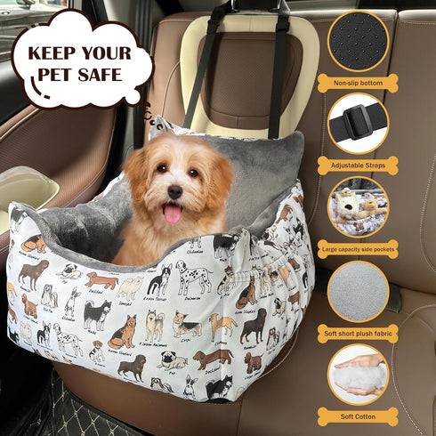 DDPODNQAK 27 Lbs Dog Car Seats for Small Medium Sized Dogs Carseat for Car Funny Fuzzy Pet Dog Booster Car Seat Puppy