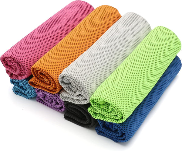 SMALLElectric 8 Packs 40"x 12" Microfiber Multicolor Solid Cooling Towel (Temperature Regulating)