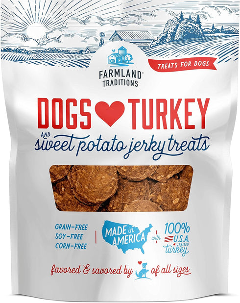 Farmland Traditions Filler Free Turkey & Sweet Potato Premium Jerky Treats for Dogs, 1 lb. Bag