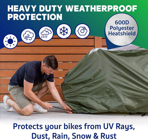 YardStash Bike Cover – Reflective Waterproof Bicycle Covers for Outside Storage, Weatherproof Garden Tarp