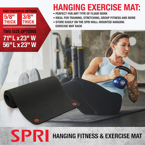 SPRI Hanging Exercise Mat, Commercial Grade Fitness & Yoga Mat for Group Classes with Reinforced Holes