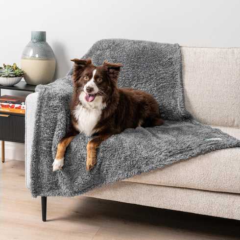 PetAmi Dog Blanket for Large Medium Dogs Grey, Soft Fluffy Sherpa Fleece Blanket for Cat & Dog, Washable 40x60