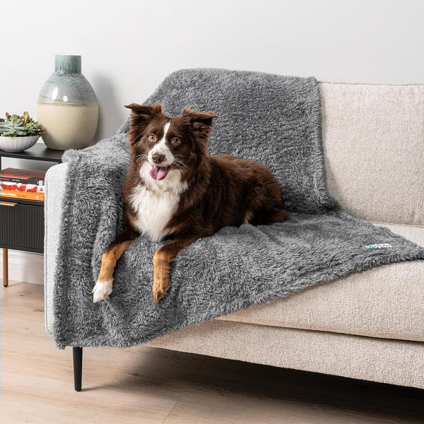 PetAmi Dog Blanket for Large Medium Dogs Grey, Soft Fluffy Sherpa Fleece Blanket for Cat & Dog, Washable 40x60