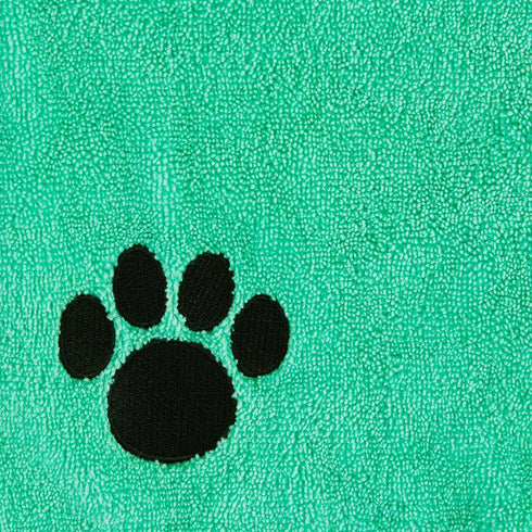 Bone Dry Pet Robe Collection - Embroidered Microfiber Bath Robe with Adjustable Closure for Dogs & Cats, Large, Aqua