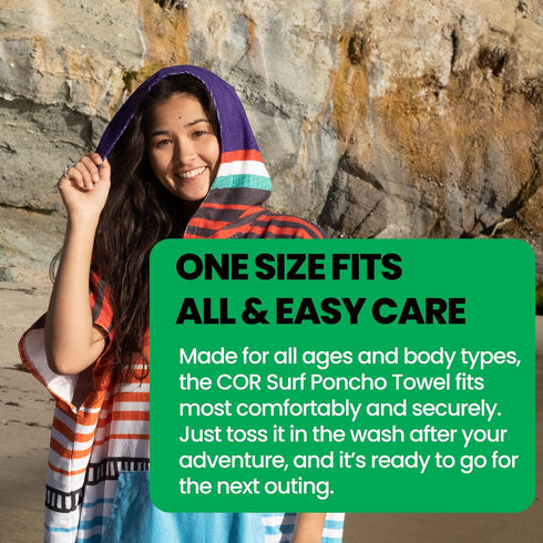COR Surf Poncho Changing Towel Robe with Hood and Front Pocket, Doubles Up As A Beach Towel and Blanket, Made of Quick