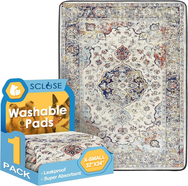 SCLOSE Washable Pee Pad for Dogs, 32" x 24" Reusable Puppy Pads Waterproof