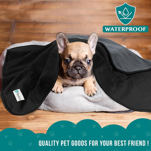 PetAmi Waterproof Dog Blanket for Small Medium Pets - Reversible Washable Soft Fleece Cat Blanket for Bed Couch Sofa