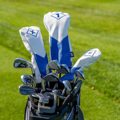 IZZO Golf Premium Headcovers in White/Blue