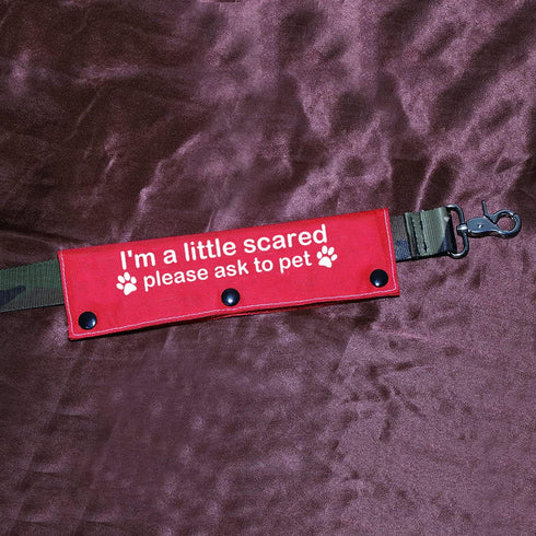 Funny Dog Leash Sleeve I'm a Little Scared, Please Ask to Pet Wrap Alert Hanging ID Patch Tag