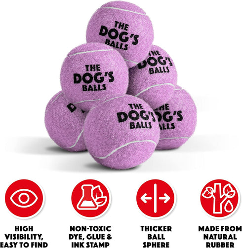 The Little Dog's Balls, Dog Tennis Balls, 6-Pack Lilac, 1.9 Inches Diameter, Strong Dog & Puppy Ball for Training,
